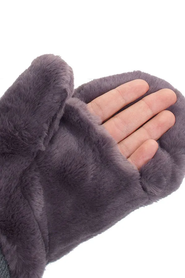 C.C Faux Fur Pop Top Mittens Gloves Shepherd Lining