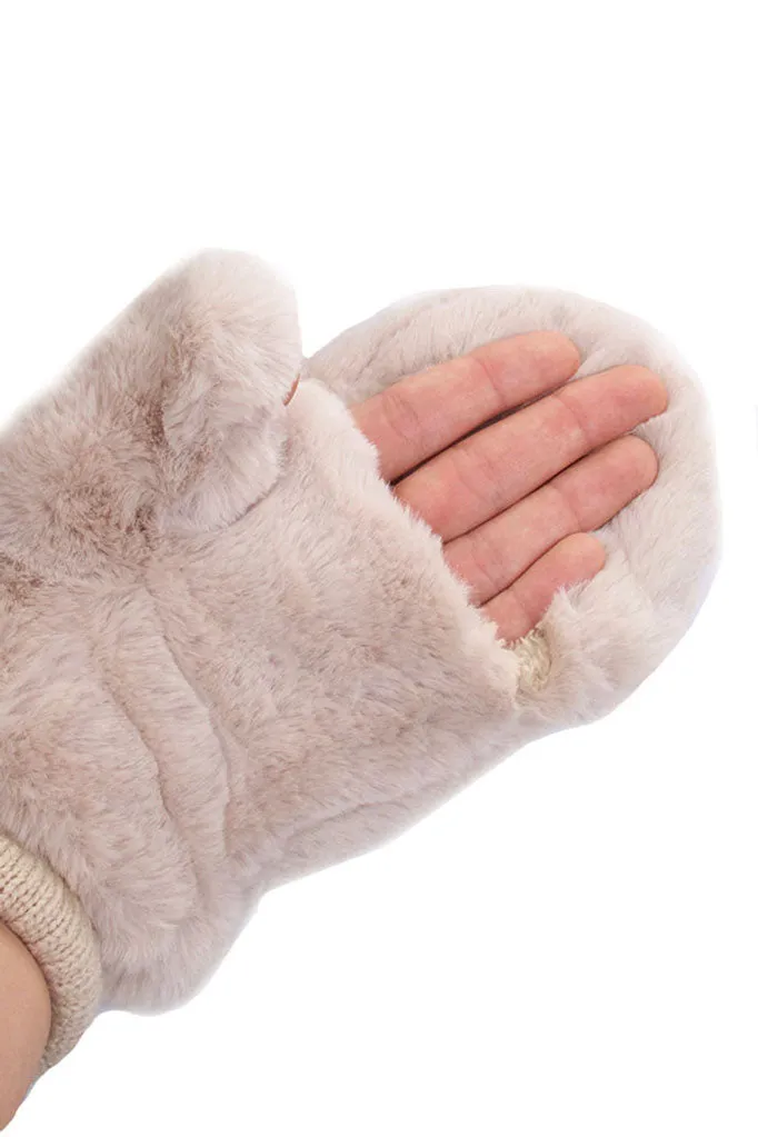 C.C Faux Fur Pop Top Mittens Gloves Shepherd Lining