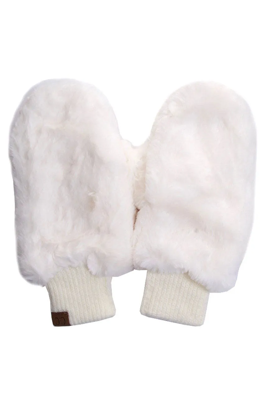 C.C Faux Fur Pop Top Mittens Gloves Shepherd Lining