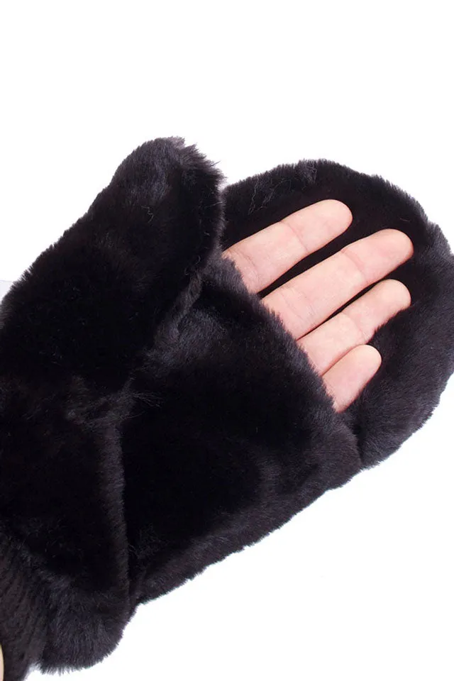 C.C Faux Fur Pop Top Mittens Gloves Shepherd Lining