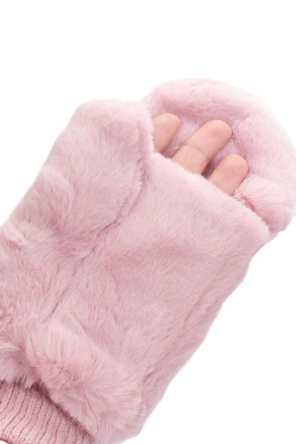 C.C Faux Fur Pop Top Mittens Gloves Shepherd Lining