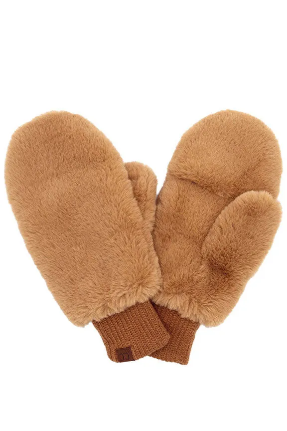 C.C Faux Fur Pop Top Mittens Gloves Shepherd Lining