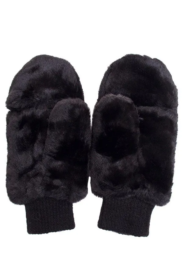 C.C Faux Fur Pop Top Mittens Gloves Shepherd Lining