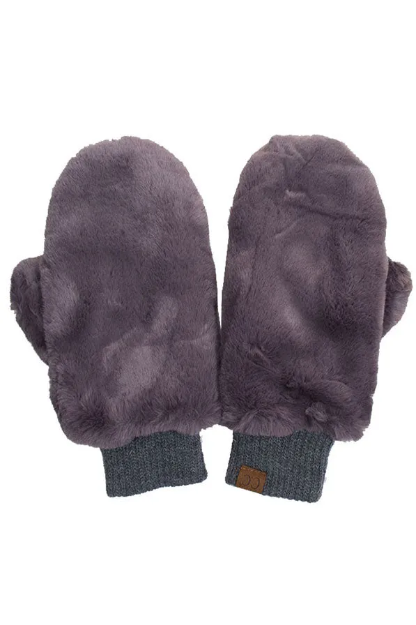 C.C Faux Fur Pop Top Mittens Gloves Shepherd Lining