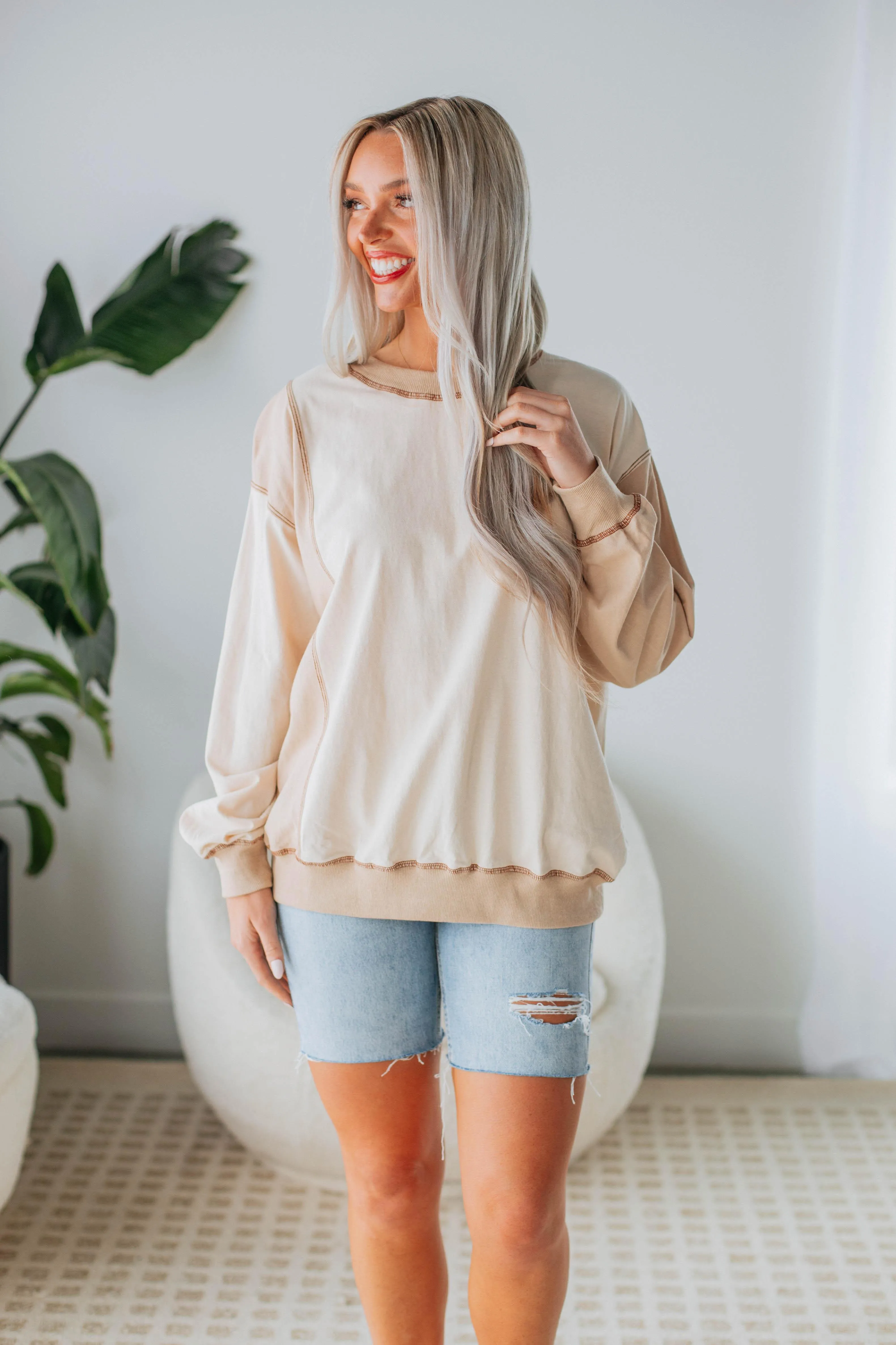 Chandler Colorblock Pullover - Cream Mix