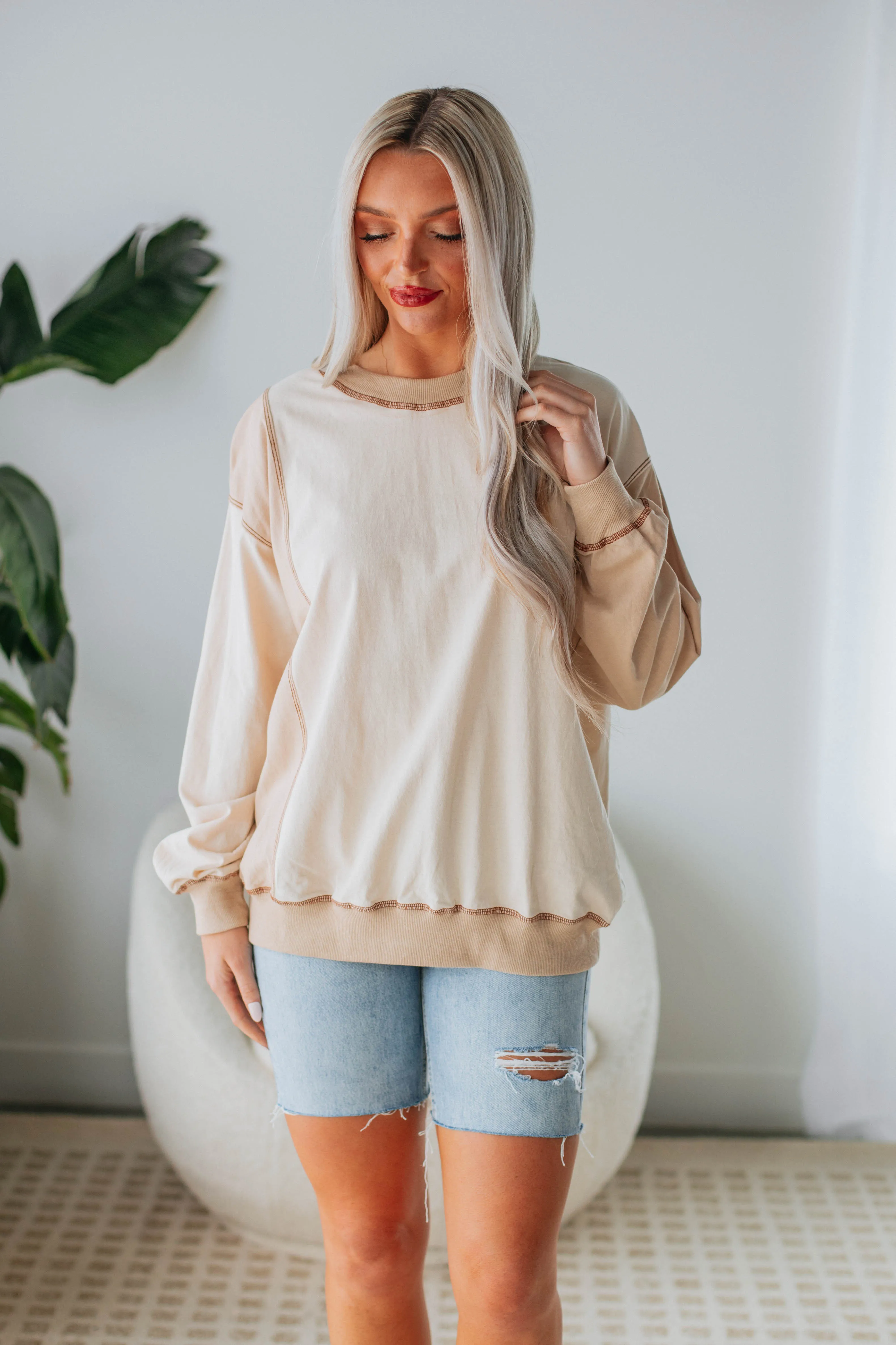 Chandler Colorblock Pullover - Cream Mix