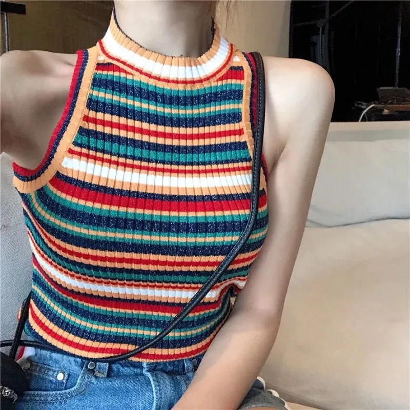 CHIC RAINBOW STRIP VEST BY22010