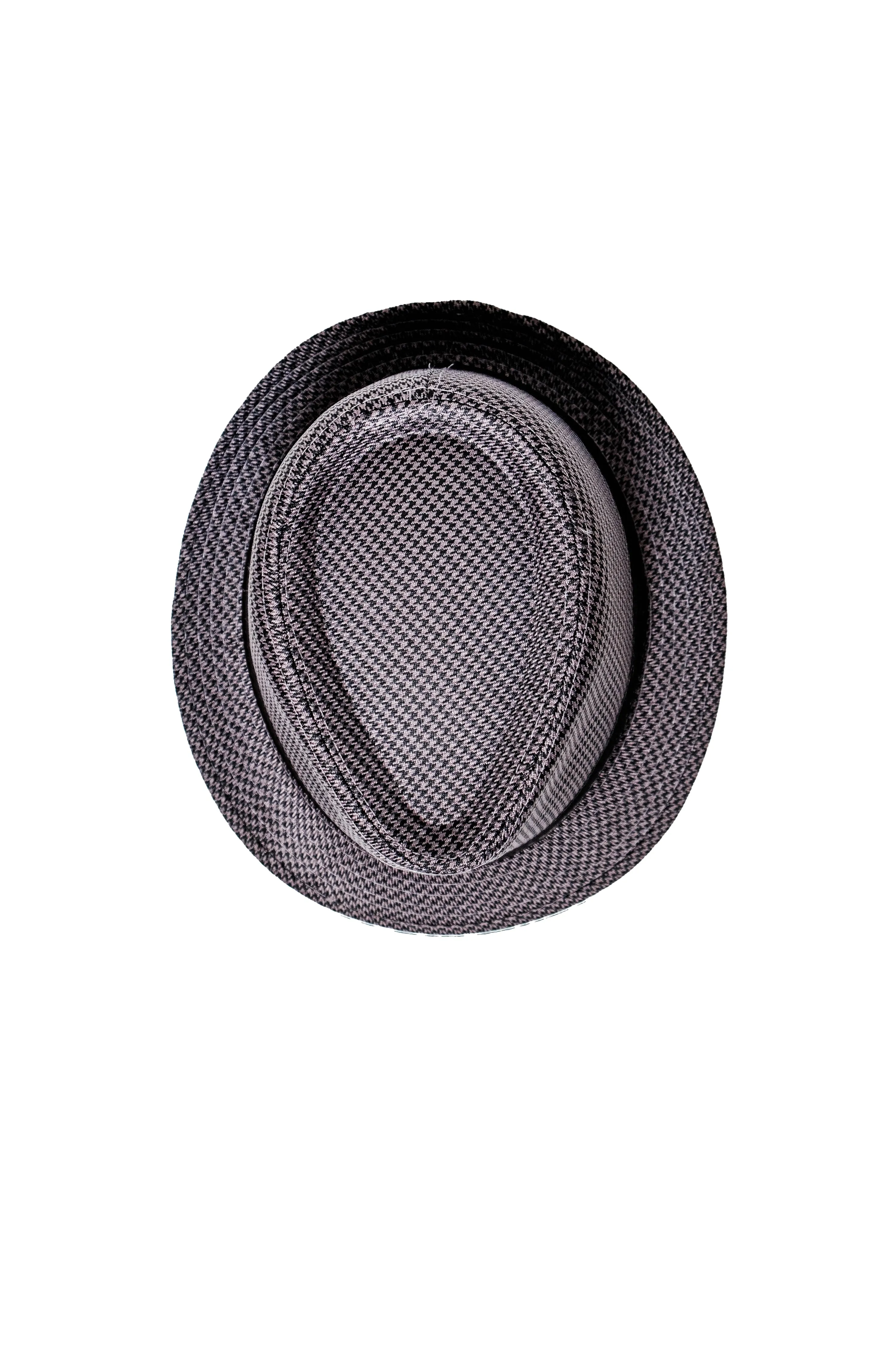 Chokore Fedora Hat in Houndstooth Pattern (Dark Grey)