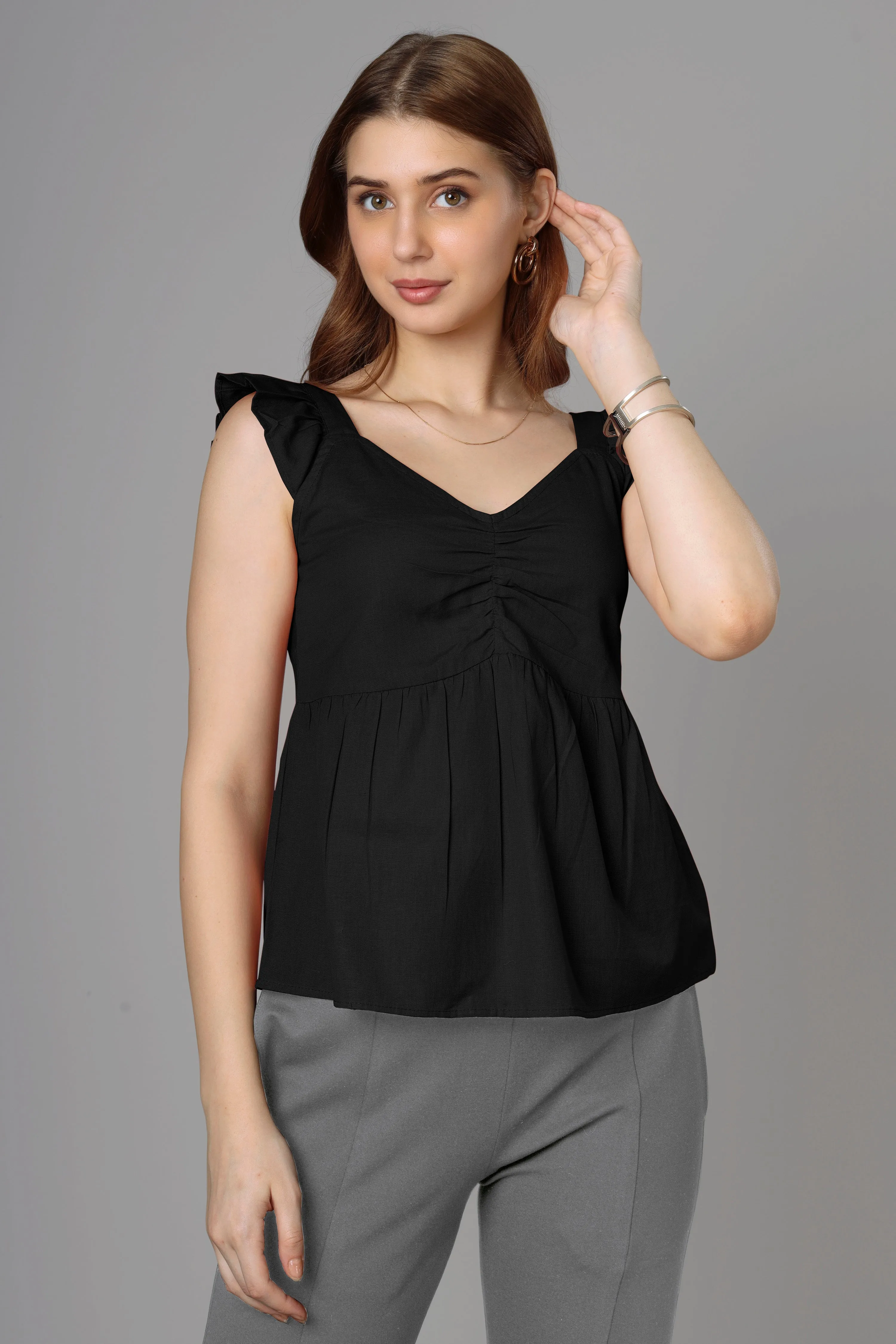 Classic Black Cotton Top For Women