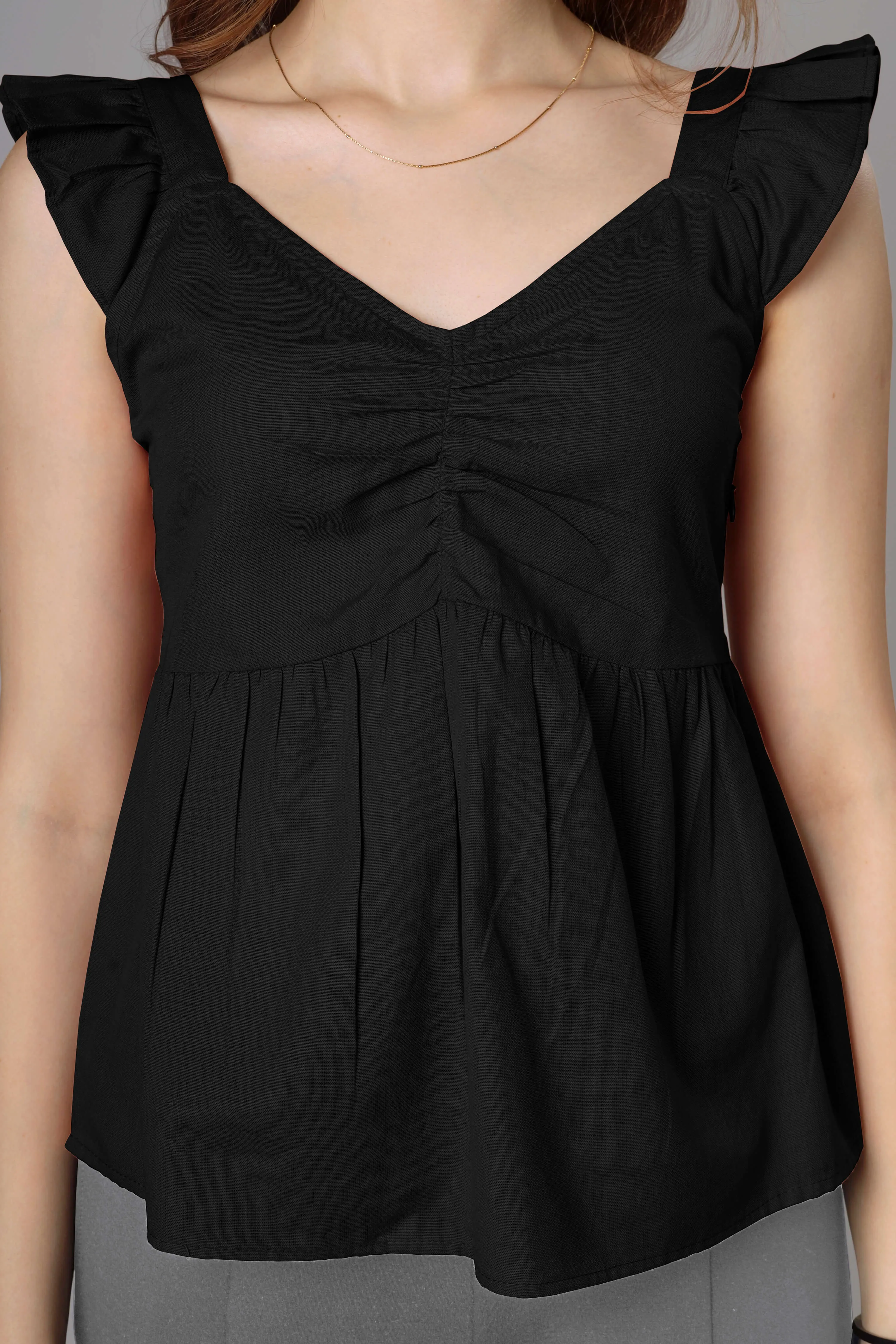 Classic Black Cotton Top For Women