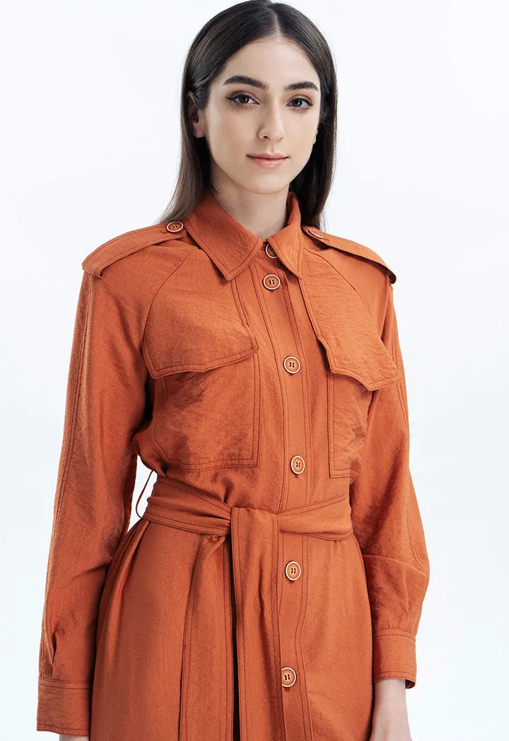 Classic Long Jacket With Flap Pockets