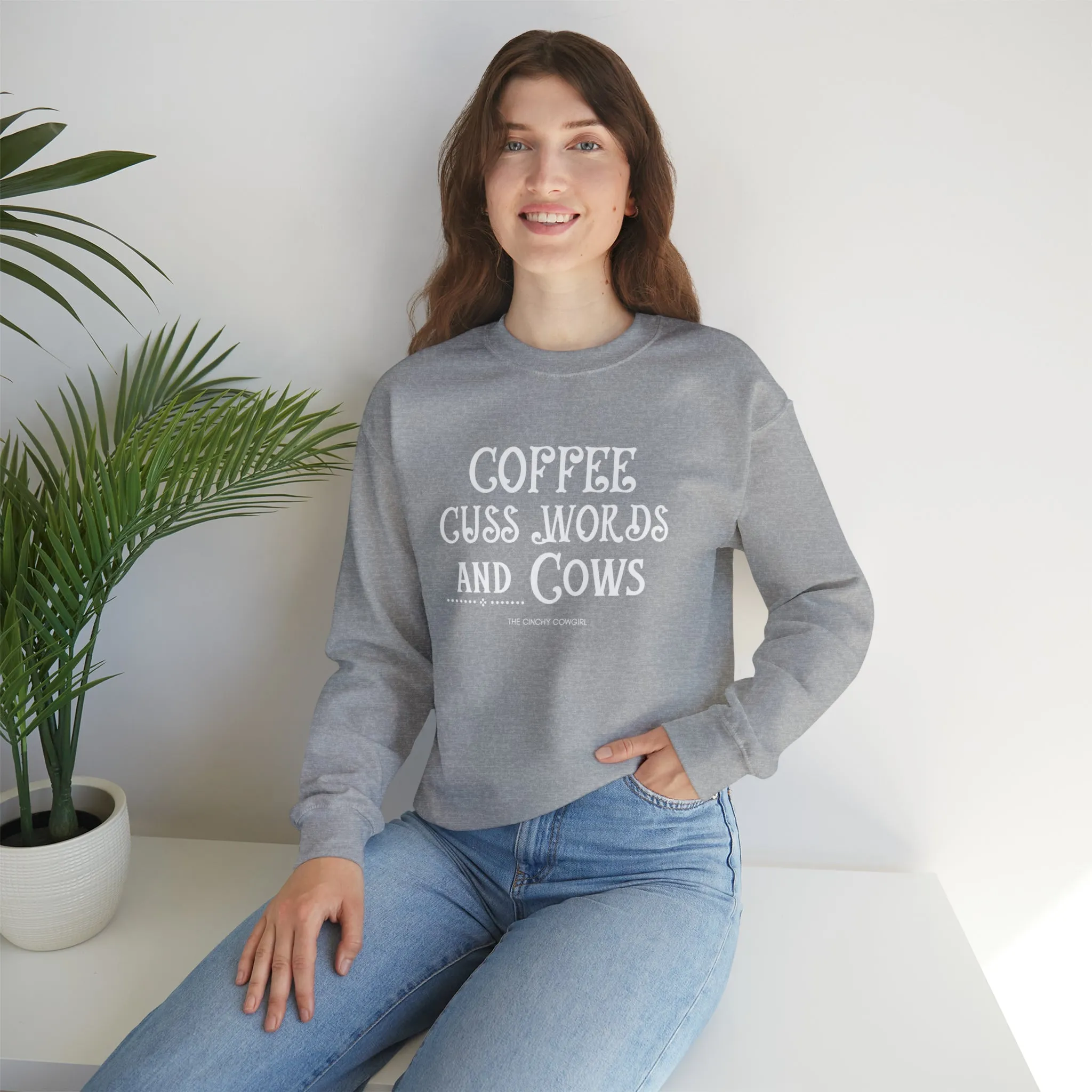 Coffee Cuss Words & Cows Crewneck Sweatshirt