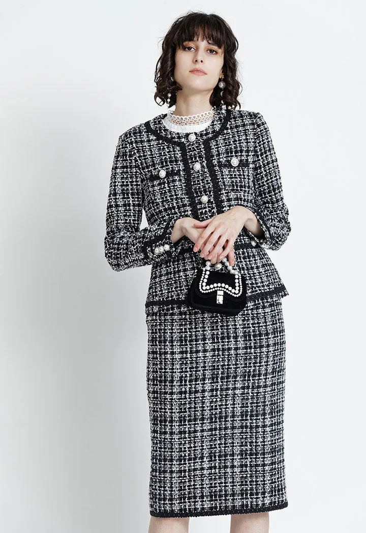 Contrast Lurex Tweed Outerwear