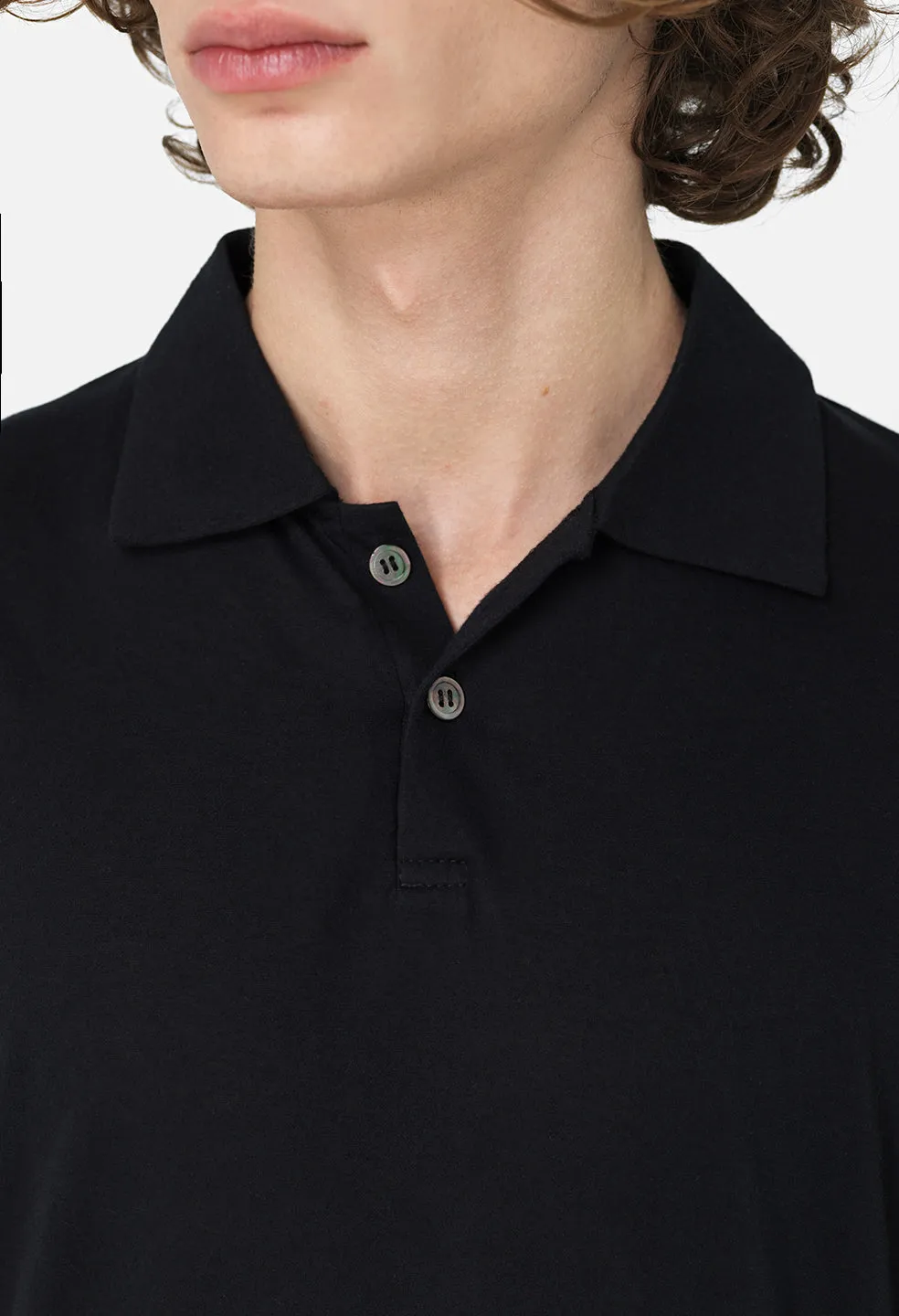 Cotton Cashmere Polo / Black