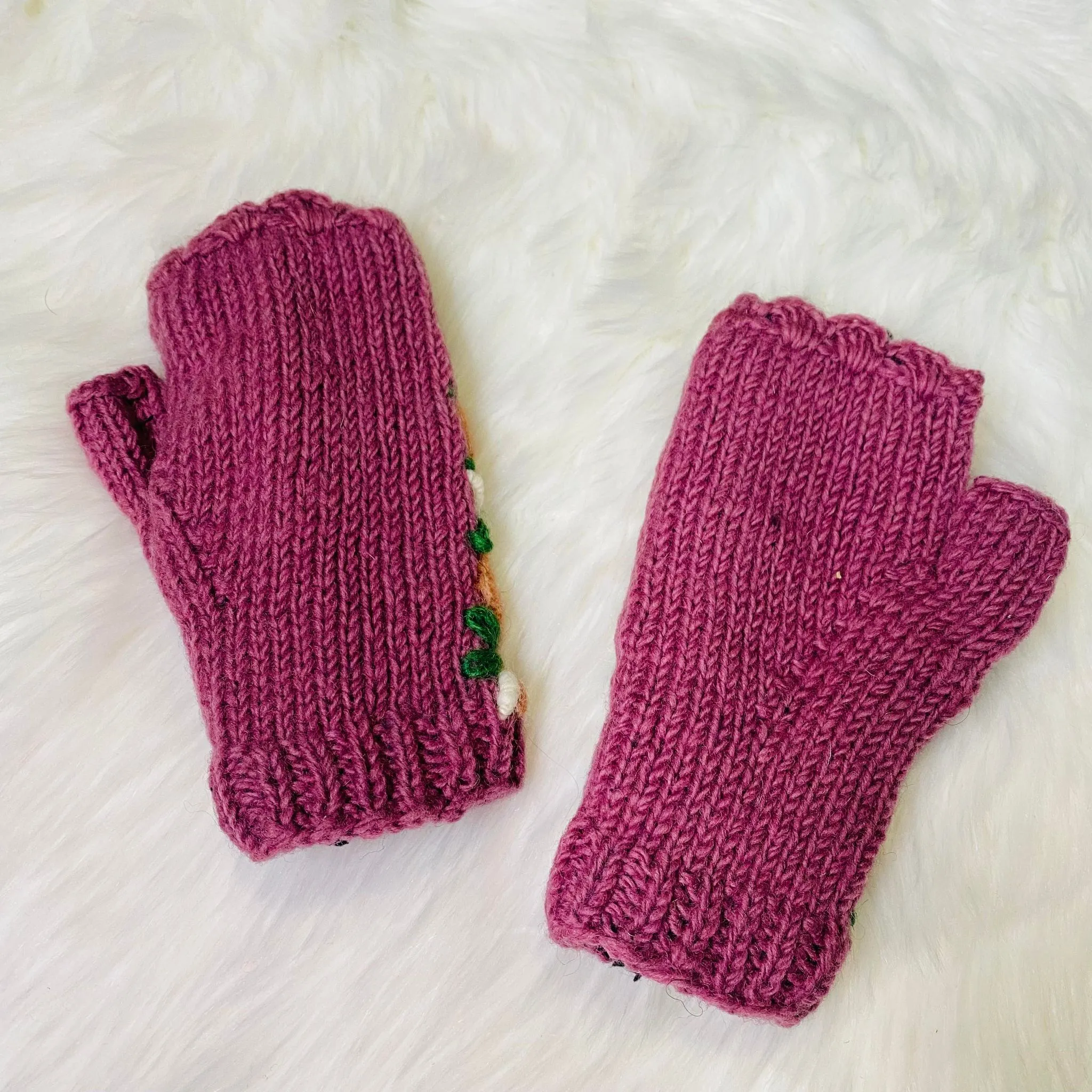 Crocheted Adult Fingerless Fleece Lined Gloves/Hand Warmers