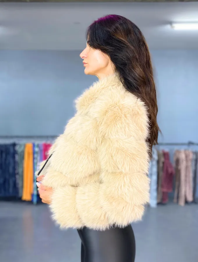 ESPRESSO FAUX FUR CROP JACKET