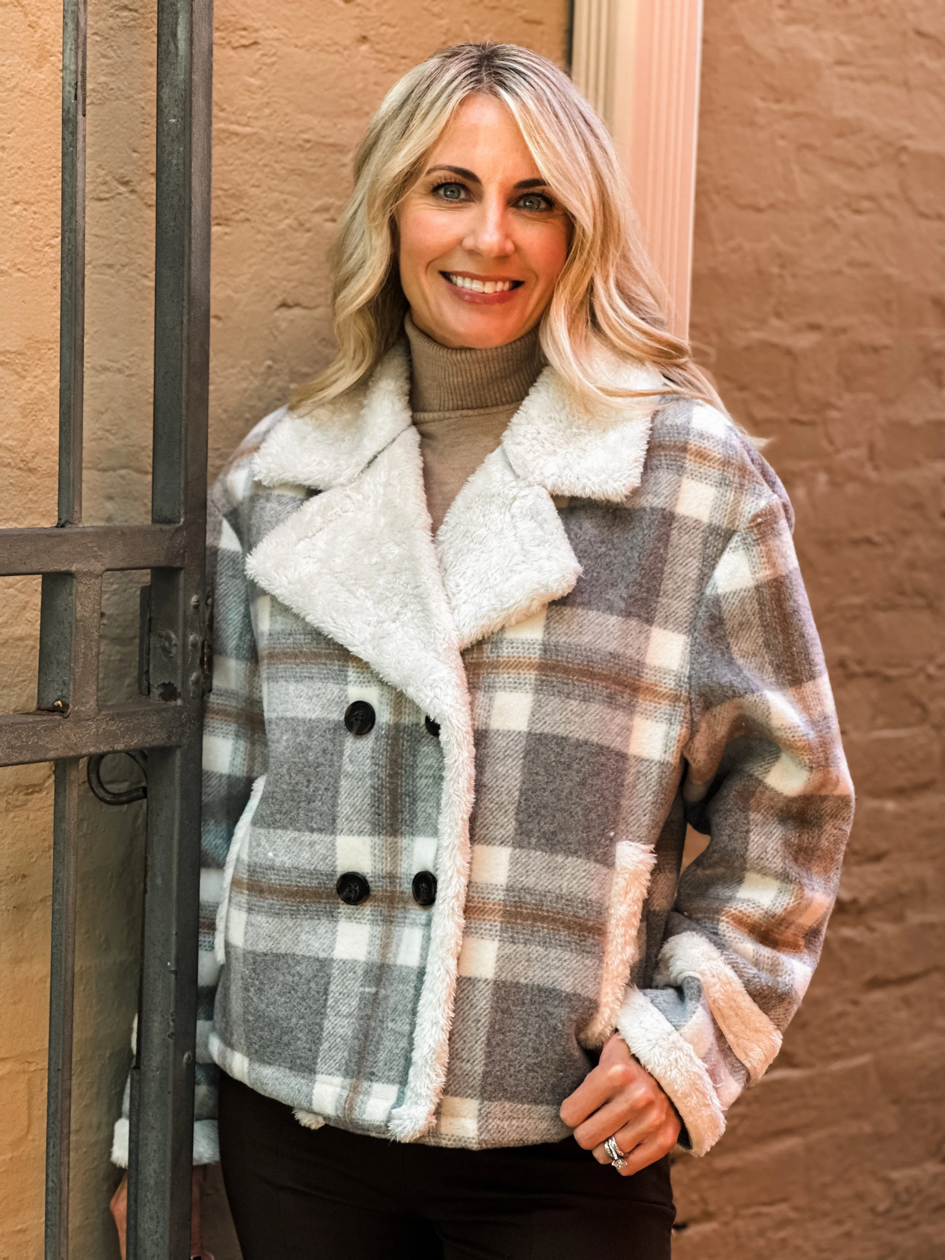 Everyday Plaid Faux Fur Jacket