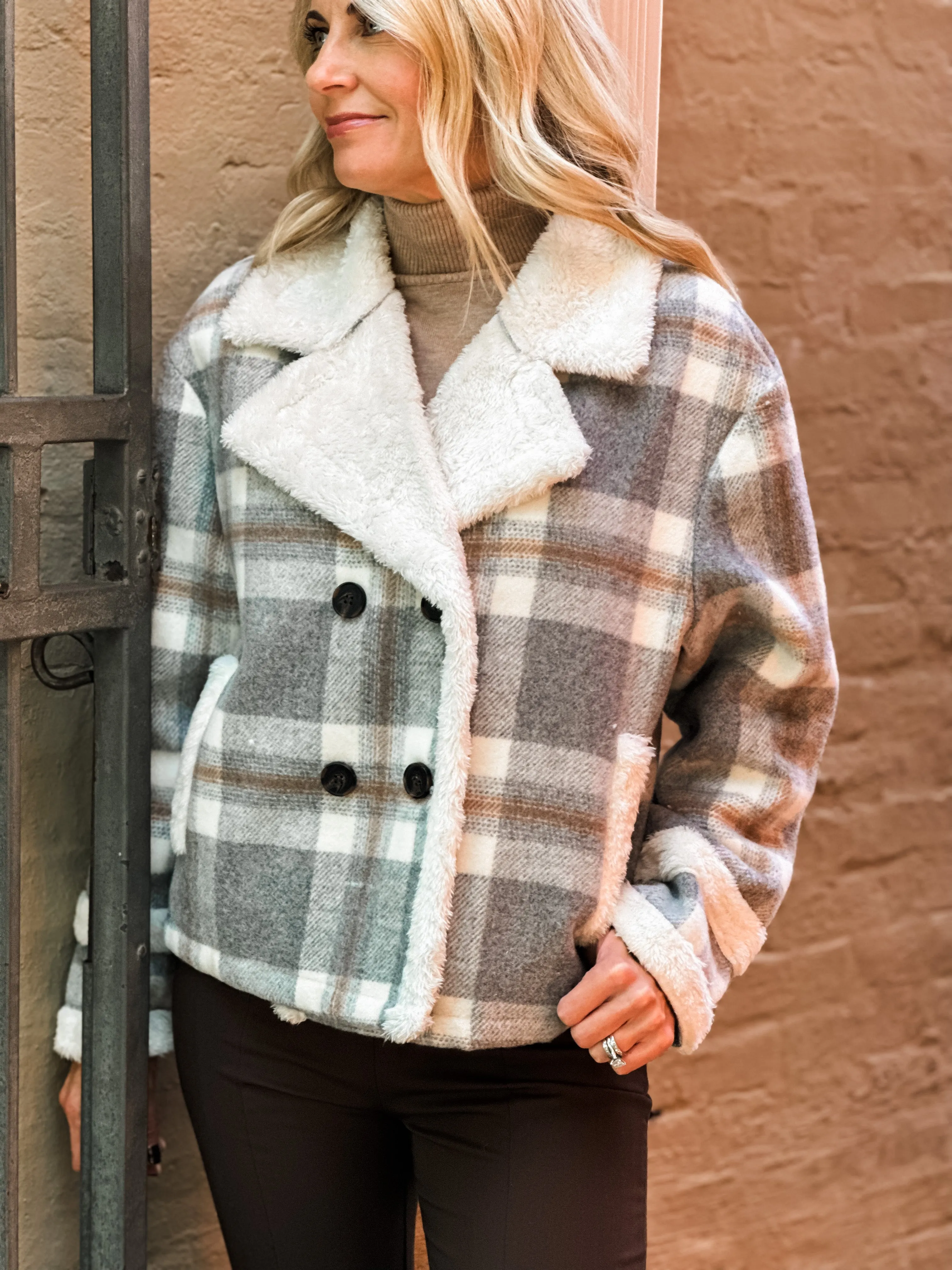 Everyday Plaid Faux Fur Jacket