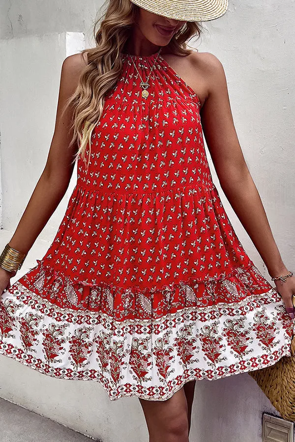 Fashion Floral Print Trendy Casual Mini Dress