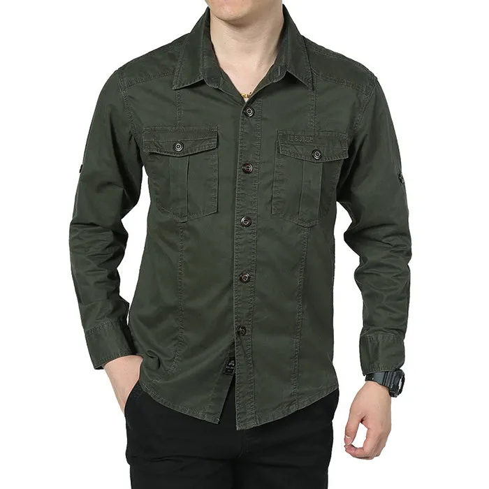 Fashion Lapel Military Style Loose Men's T-shirt