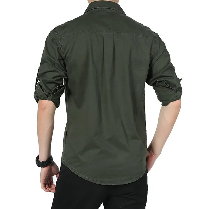 Fashion Lapel Military Style Loose Men's T-shirt