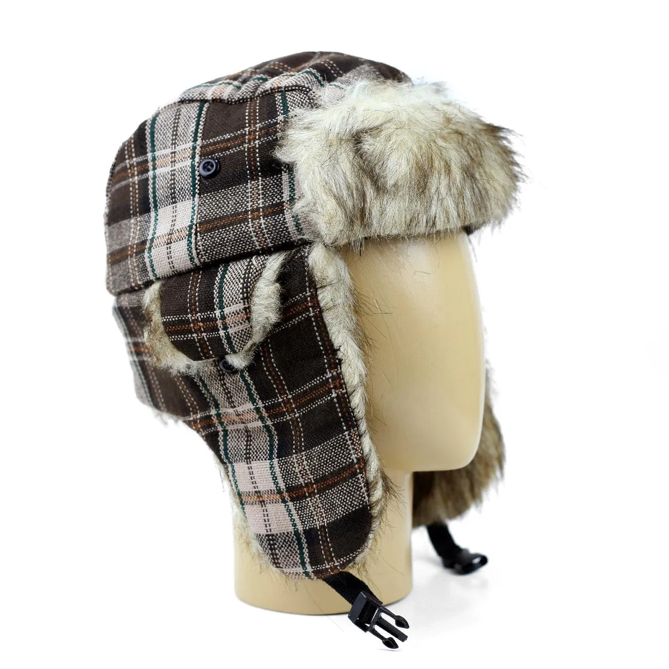 FAUX FUR EAR FLAP RUSSIAN TRAPPER USHANKA BOMBER HAT