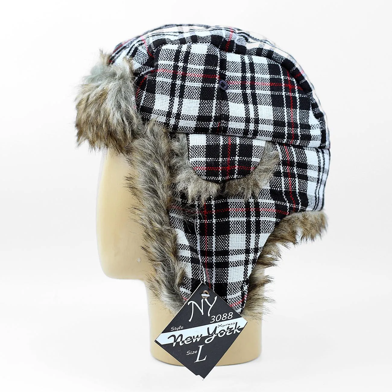 FAUX FUR EAR FLAP RUSSIAN TRAPPER USHANKA BOMBER HAT