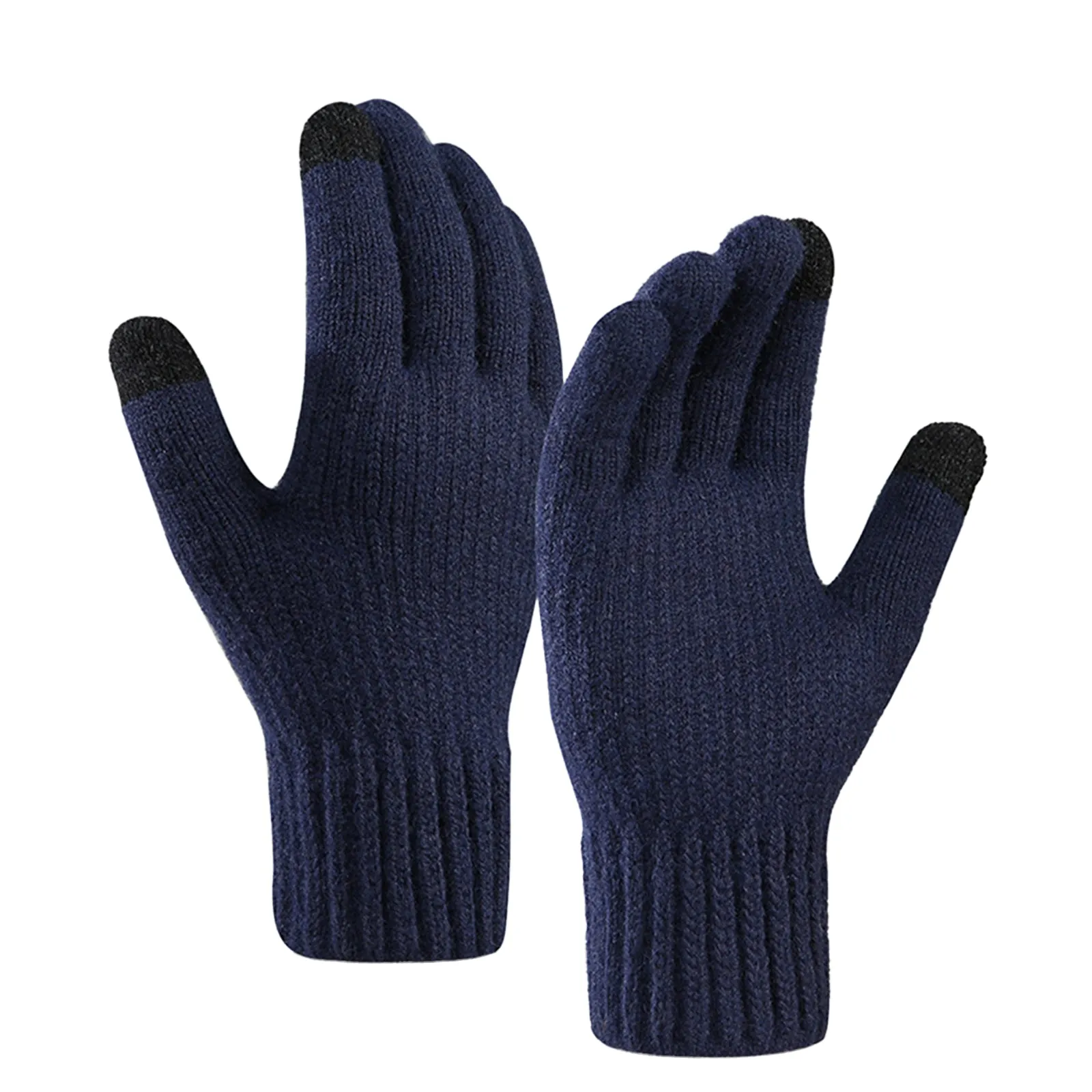 FLEECE THICKEN COLD-PROOF TOUCH SCREEN KNITTED GLOVES