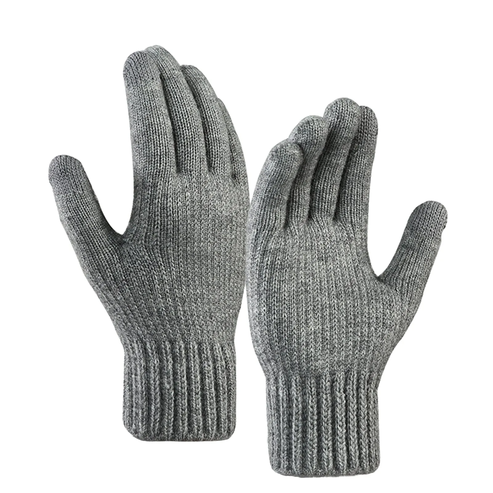 FLEECE THICKEN COLD-PROOF TOUCH SCREEN KNITTED GLOVES