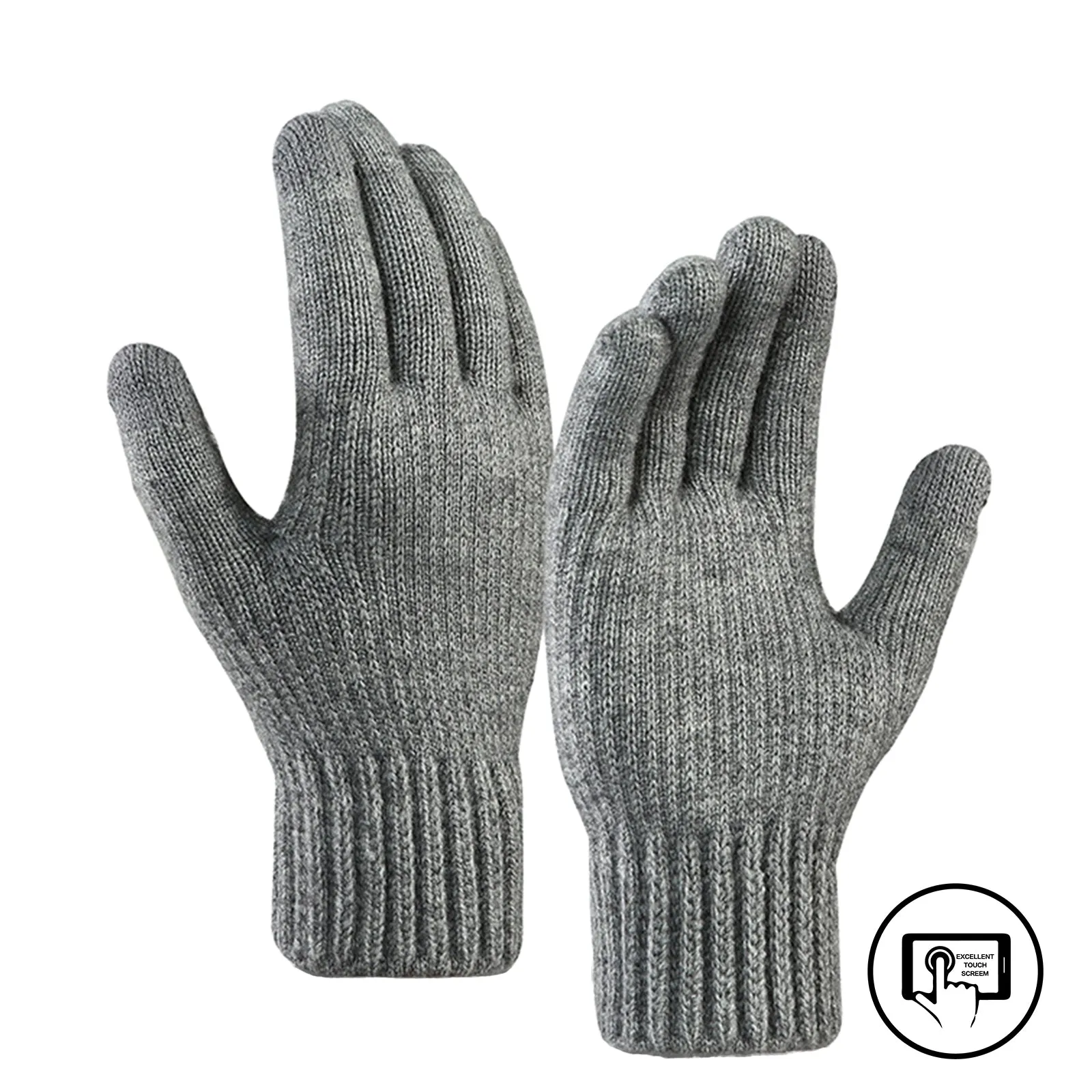 FLEECE THICKEN COLD-PROOF TOUCH SCREEN KNITTED GLOVES