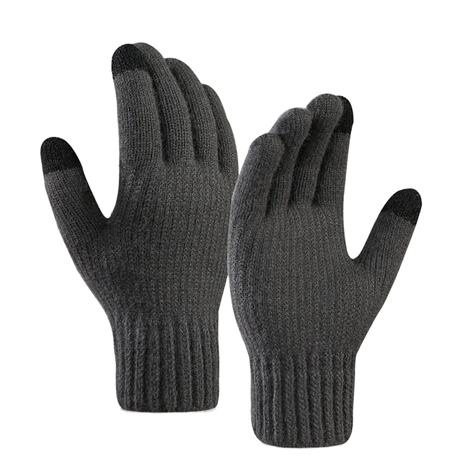 FLEECE THICKEN COLD-PROOF TOUCH SCREEN KNITTED GLOVES