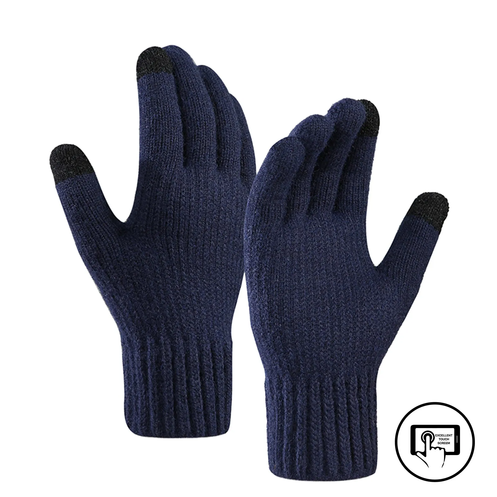 FLEECE THICKEN COLD-PROOF TOUCH SCREEN KNITTED GLOVES