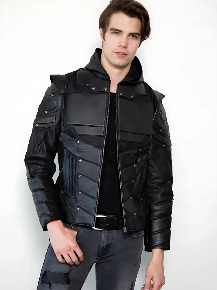 Forest Green Armor Leather Jacket