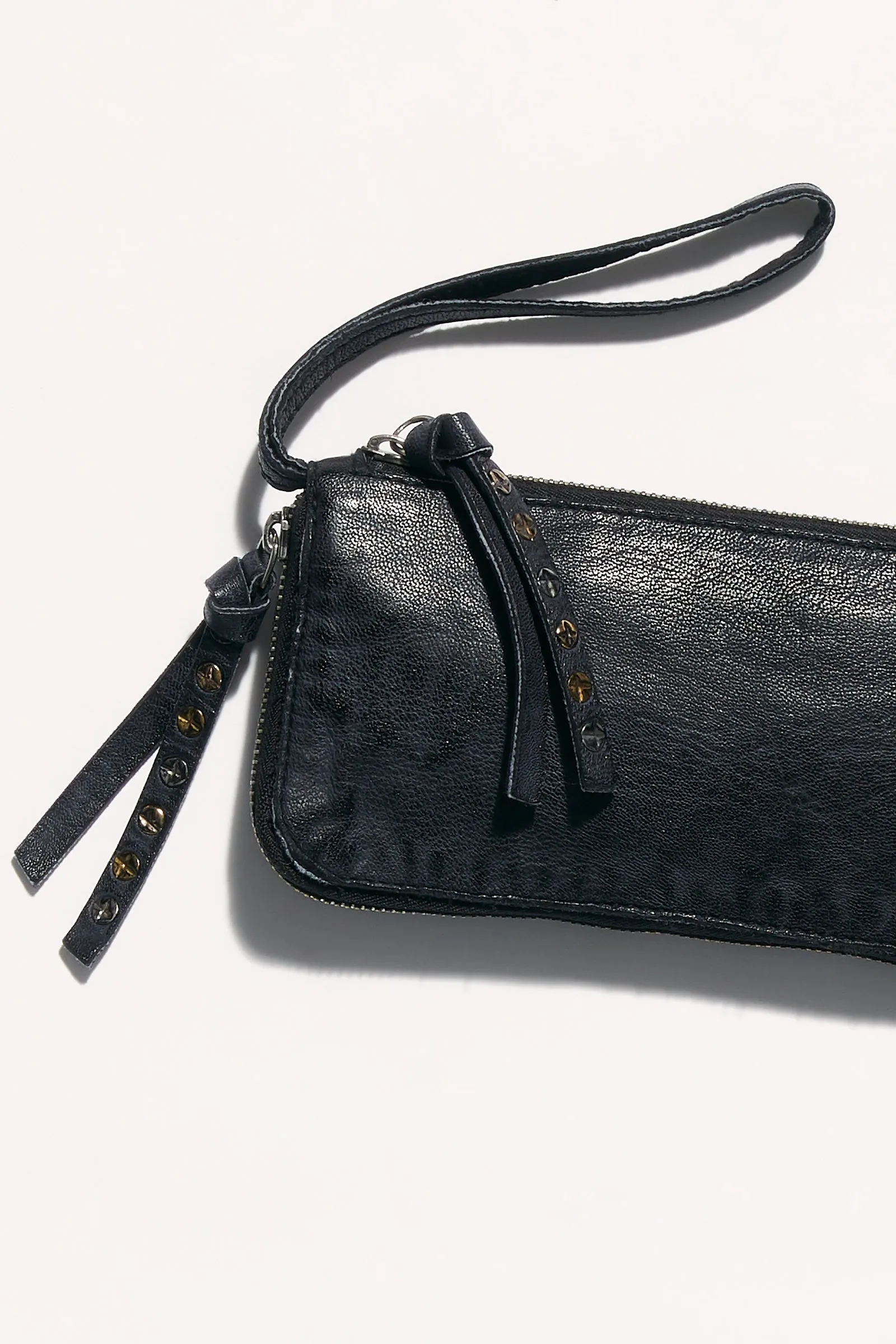 Free People Distressed Leather Wallet in Black, Stone White and Pink