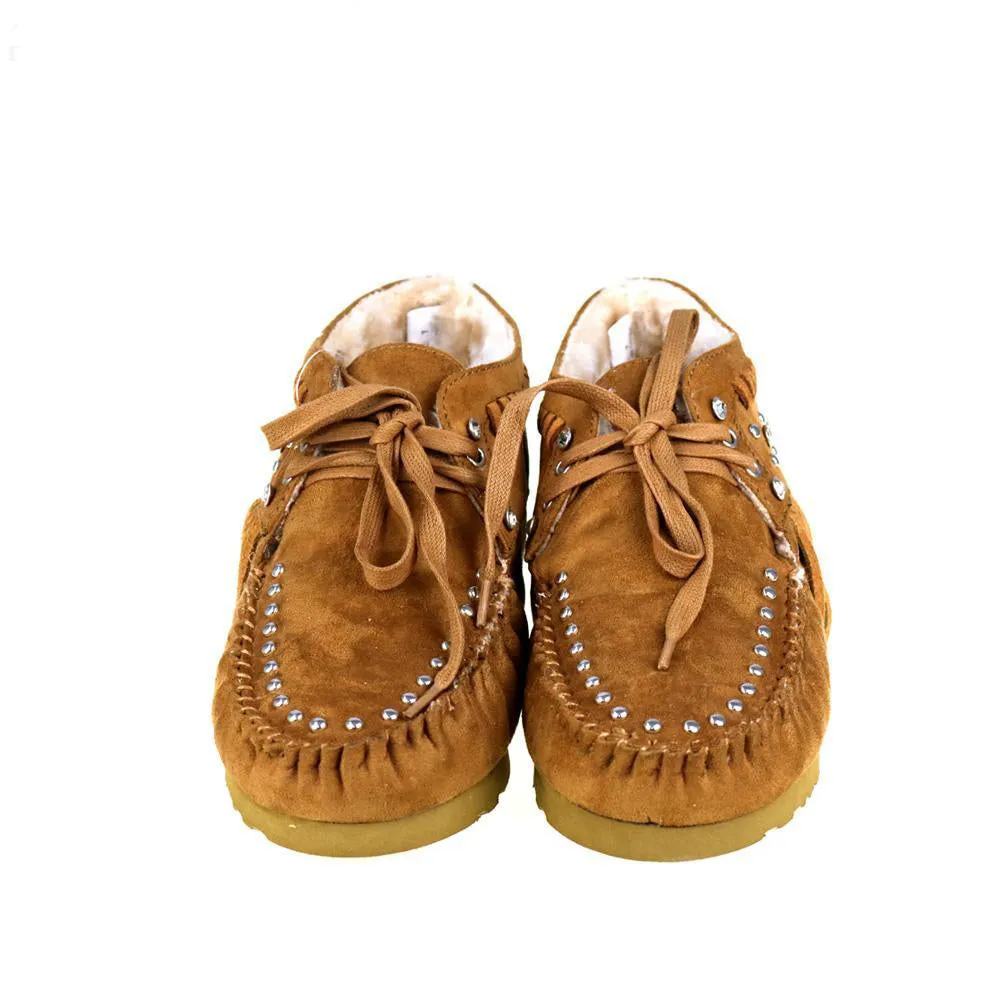 Fringe Suede Studs Bootie Moccasins