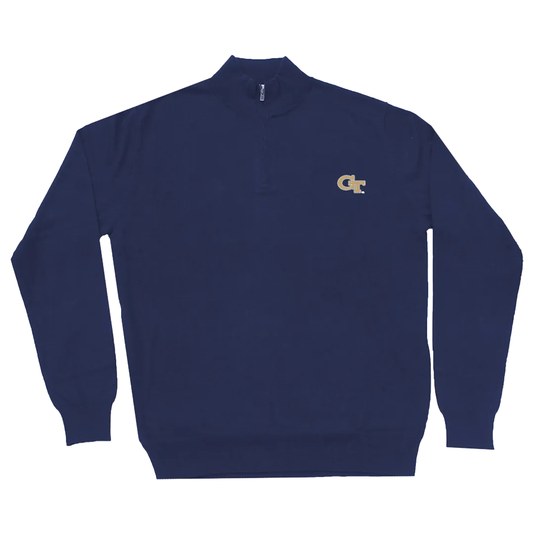 Georgia Tech Cotton/Cashmere Pullover Navy