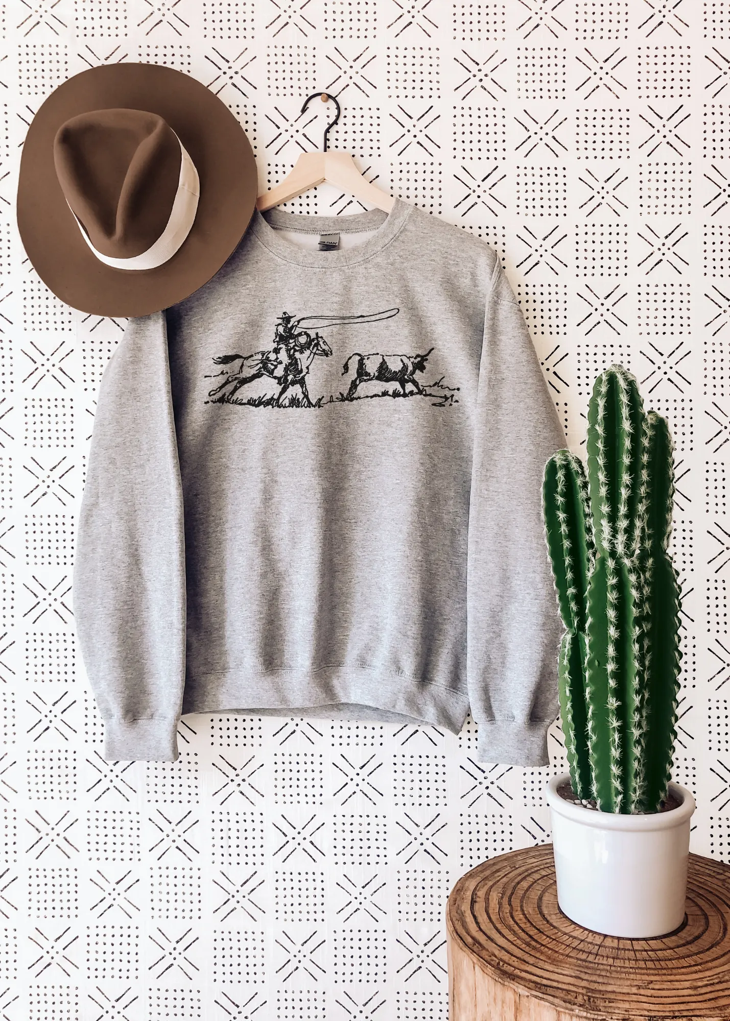 Gray Ranch Roper Crewneck Sweatshirt