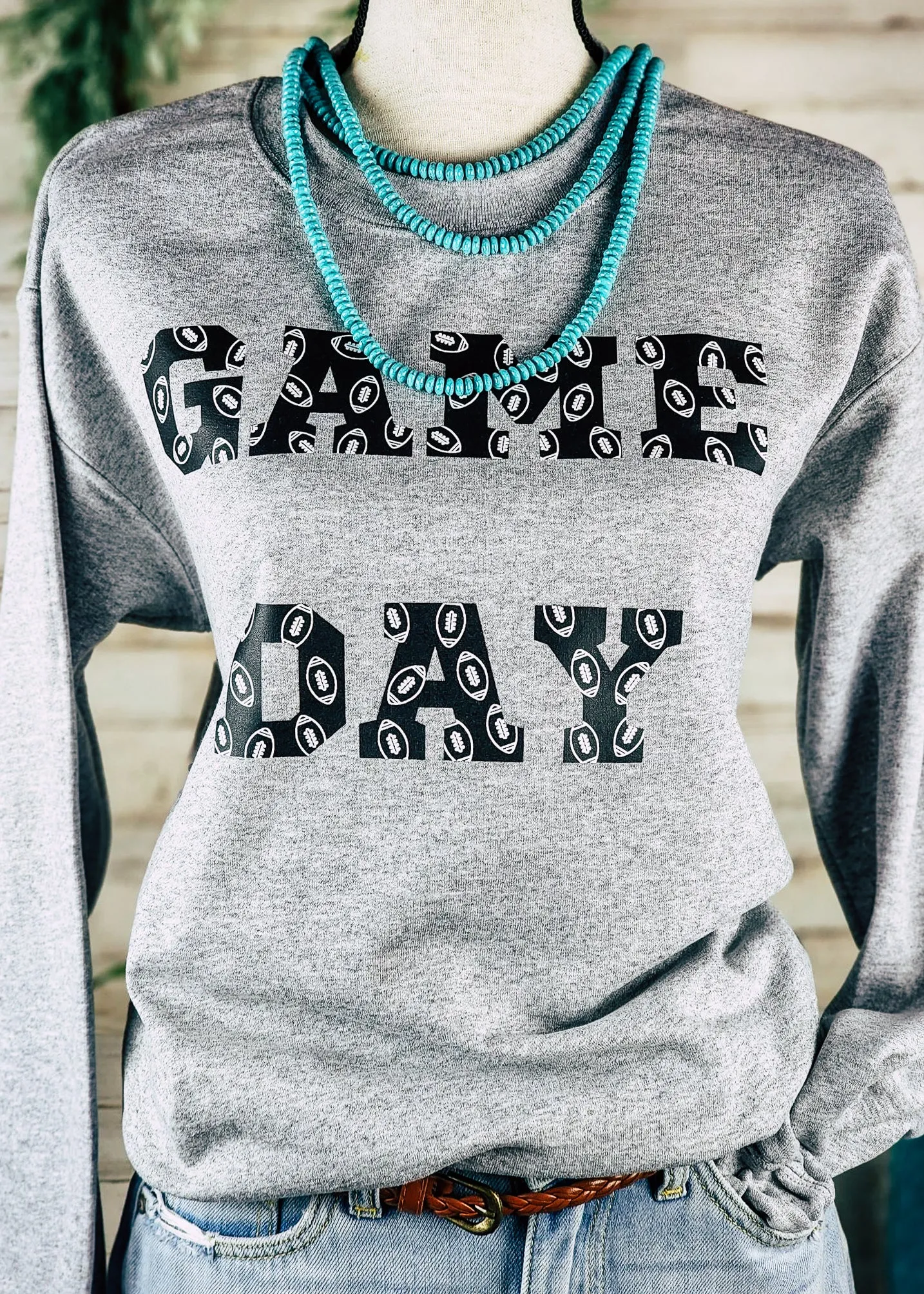 Grey Game Day Crewneck Sweatshirt