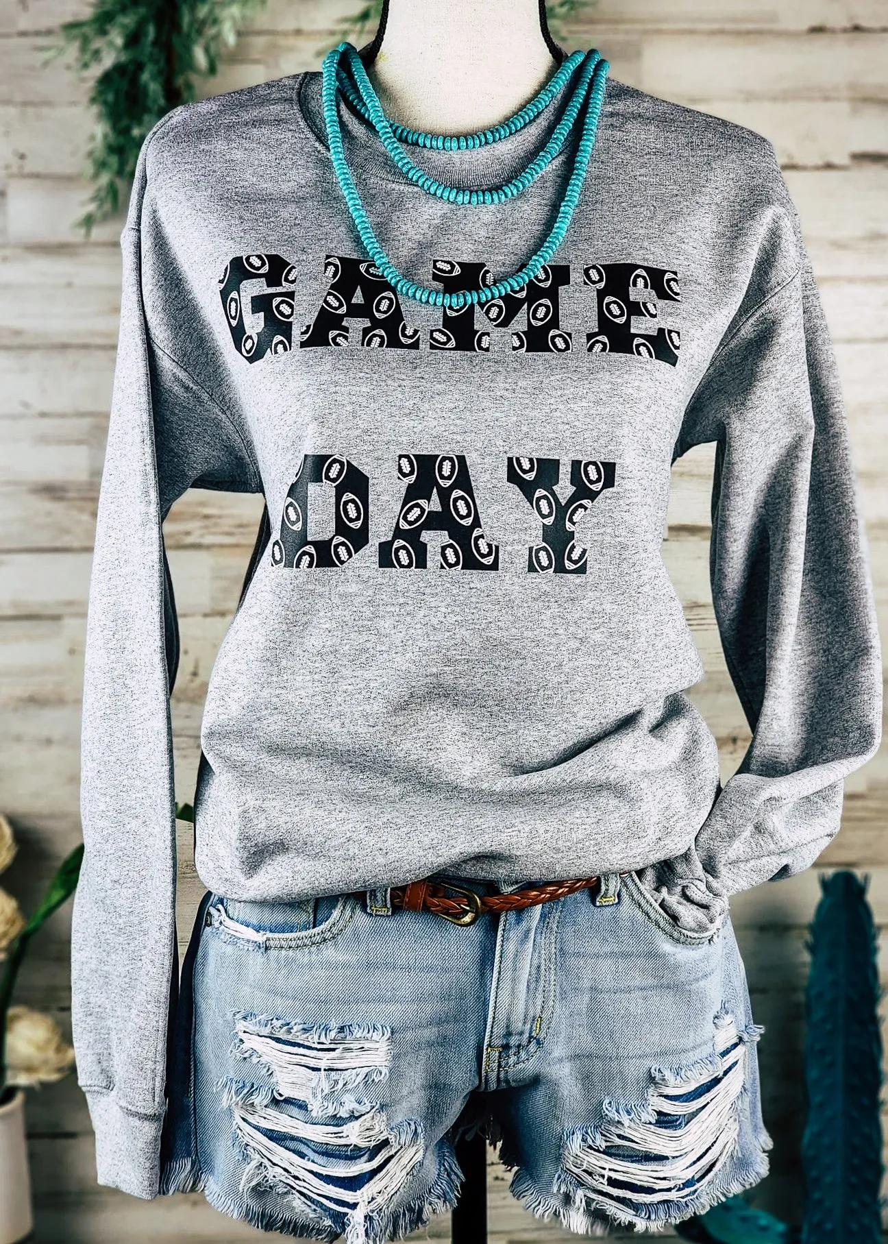 Grey Game Day Crewneck Sweatshirt