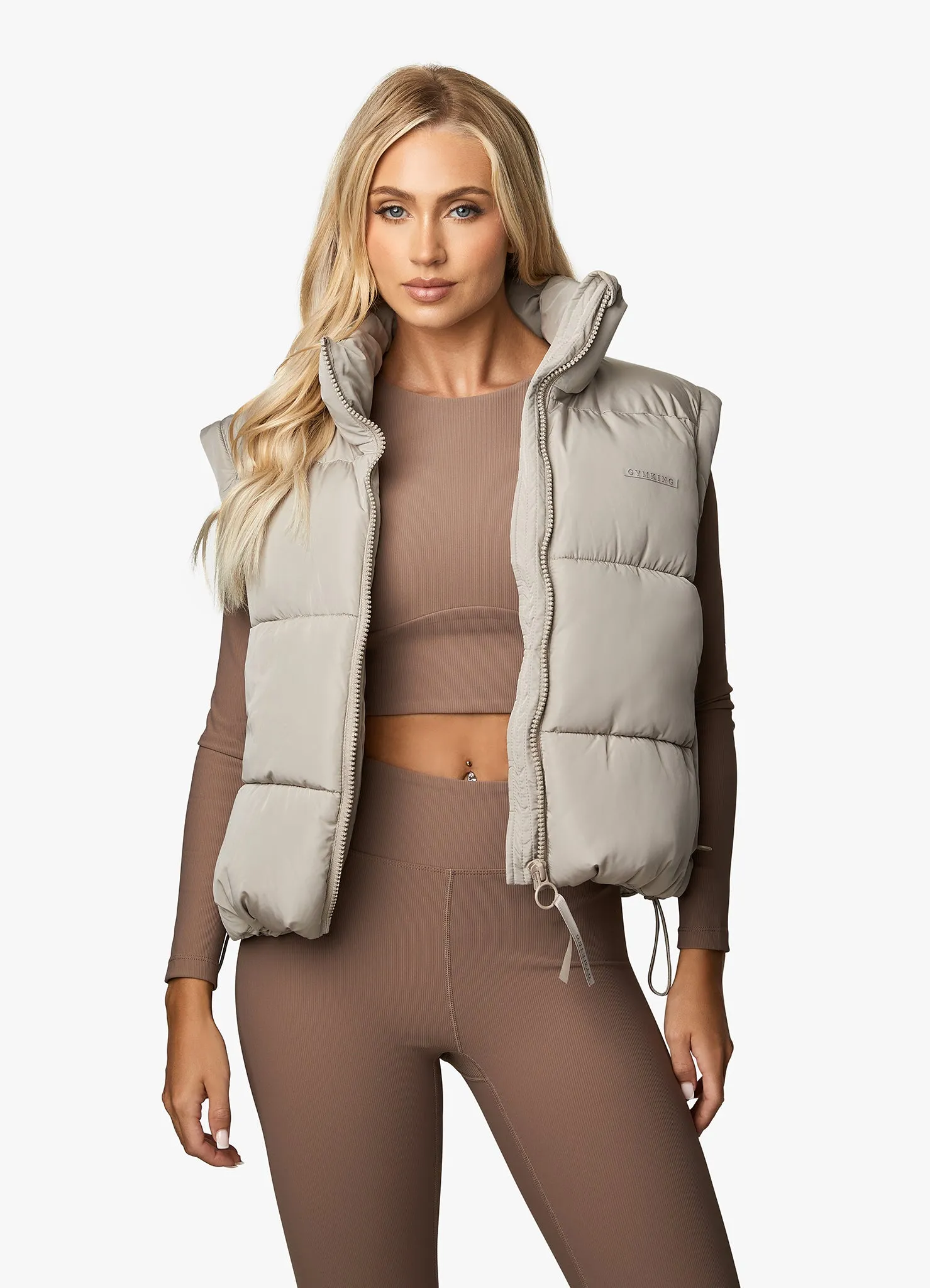 Gym King Align 2-in-1 Crop Puffer - Stone