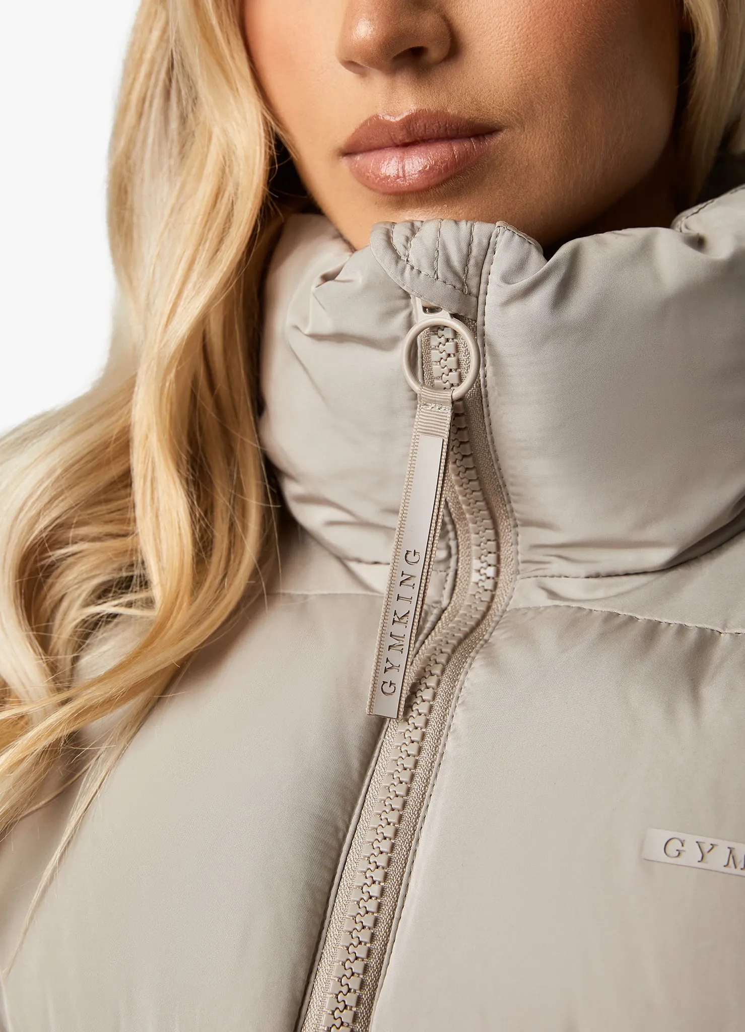 Gym King Align 2-in-1 Crop Puffer - Stone