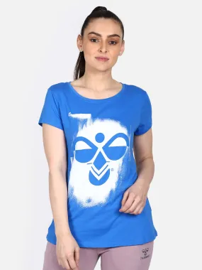 Hazel Women Cotton Blue T-Shirt