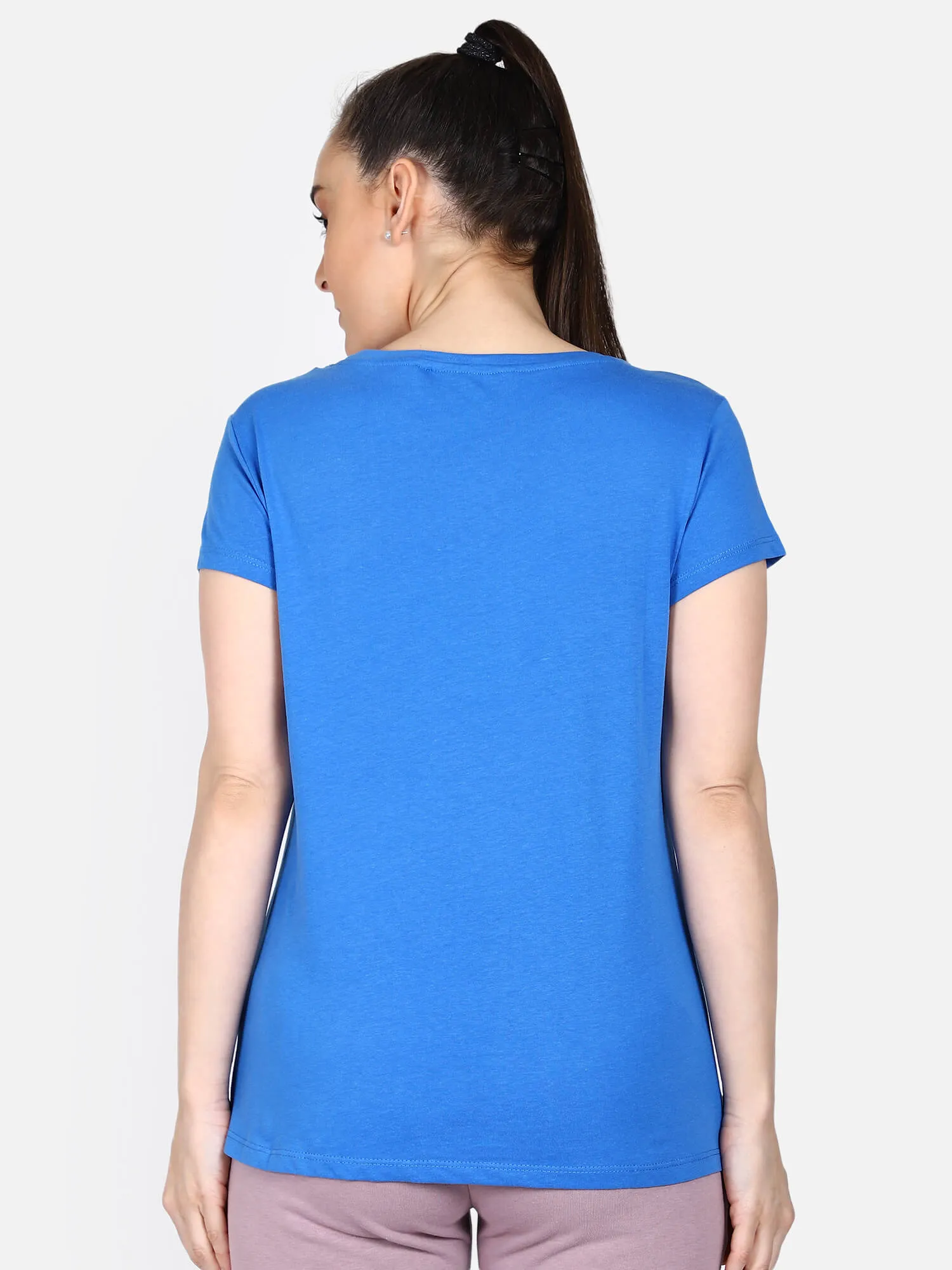 Hazel Women Cotton Blue T-Shirt