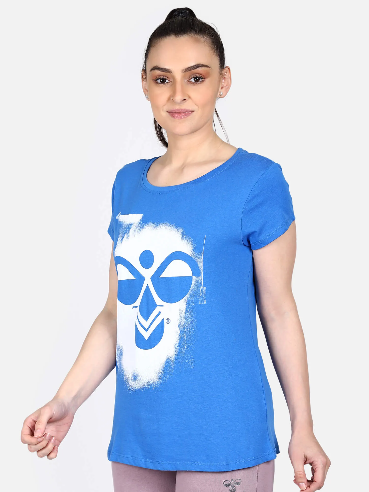 Hazel Women Cotton Blue T-Shirt