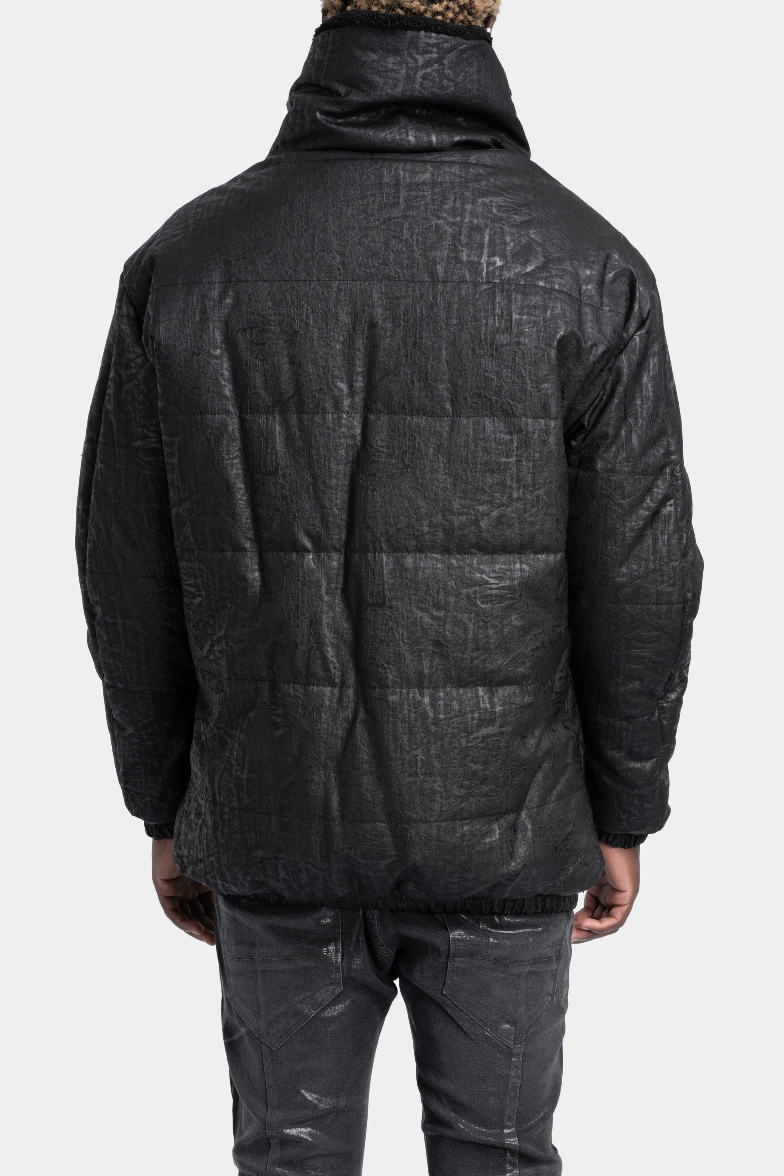 High neck coated padded jacket