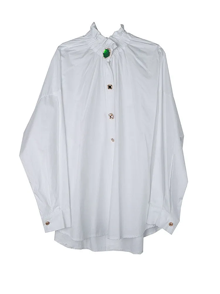 Jazz Up Trendy Button Closure White Blouse