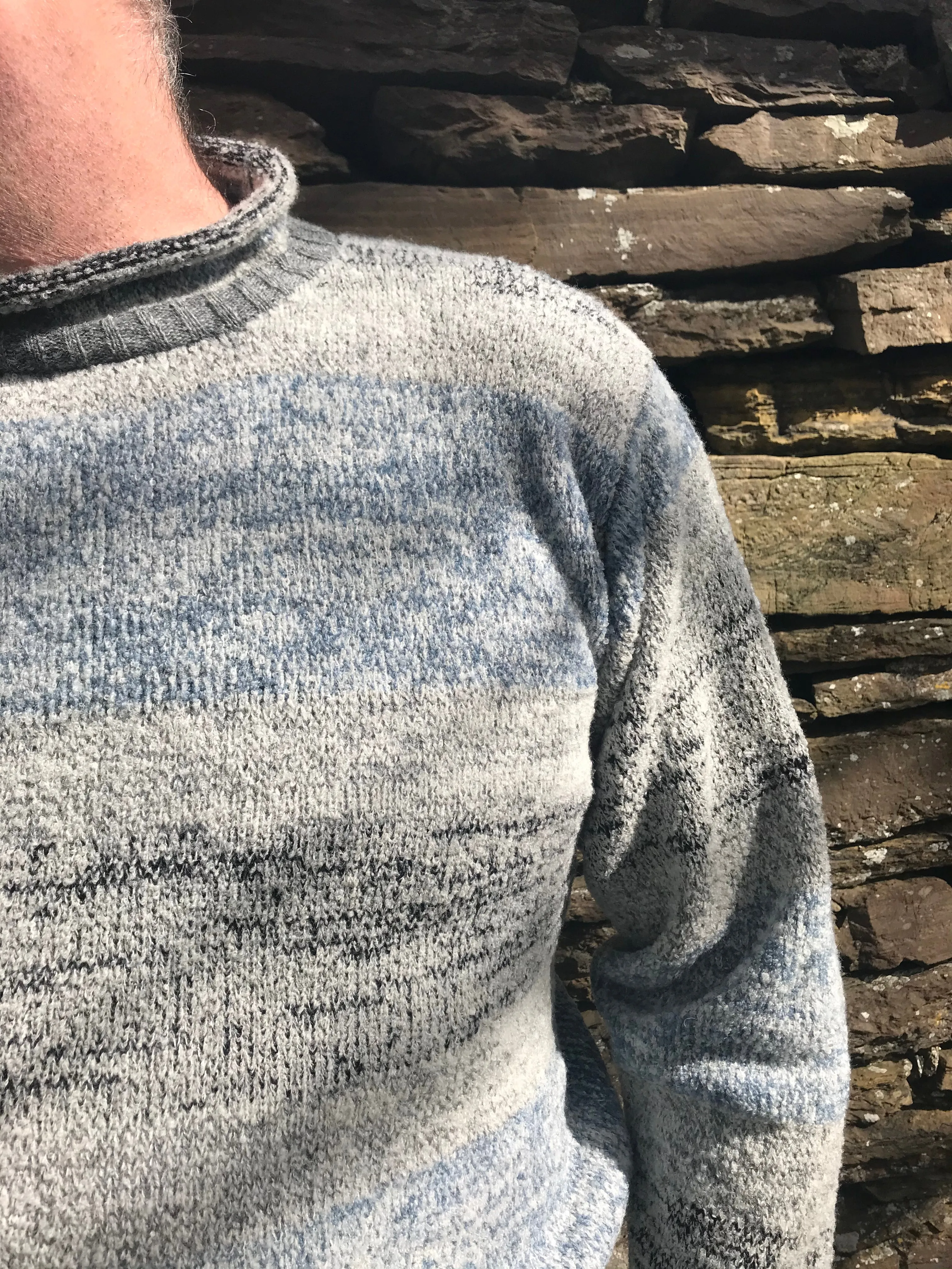 Judith Glue Orkney View Rollneck Sweater in Misty Blue