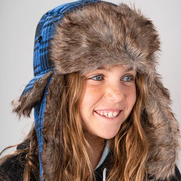 Kids Trapper Hat | Flannel | Blue