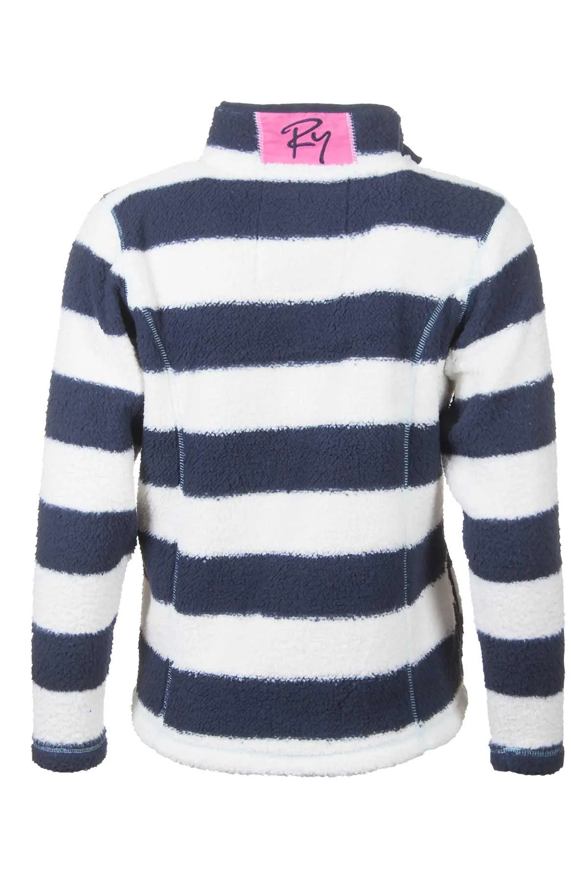 Ladies Striped Button Neck Fun Fleece