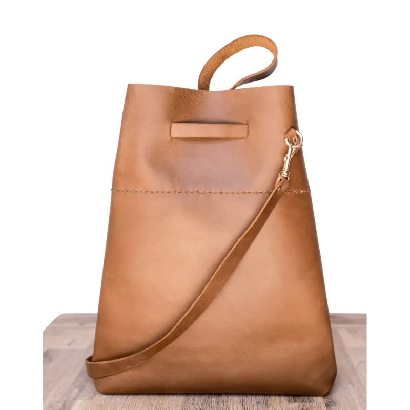 Leather Batseba Bucket Bag - Cognac